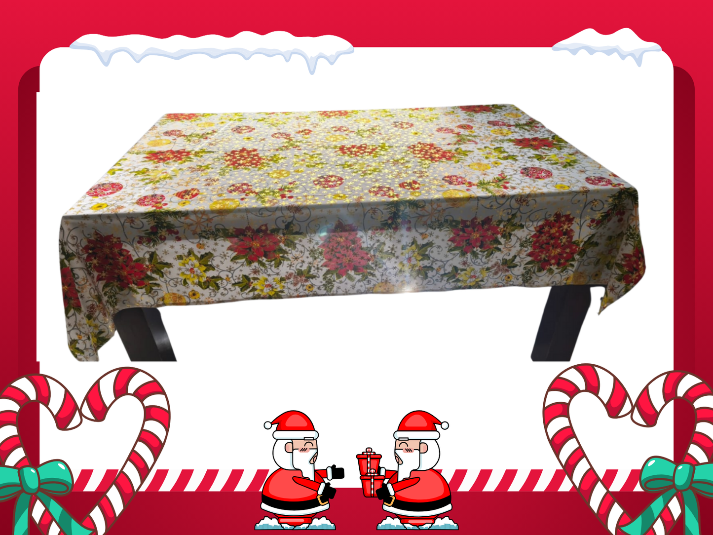 🎅Mantel de Tela Navideño con Brillos Dorados - Premium🎁