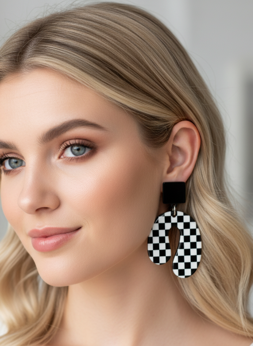 🤩Aros Curvos en Blanco y Negro ¡Recibe GRATIS su Estuche de Regalo!🏁 🖤🤍