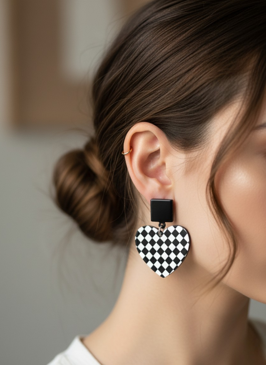 💕Aros Corazón Checker😍🏁