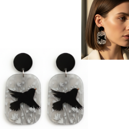 🖤Aros de Pájaro en Acrílico🌑🐦