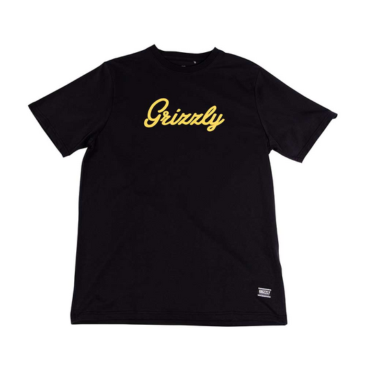 Polera Hombre Grizzly Griptape Print Script Logo Amarillo Negro
