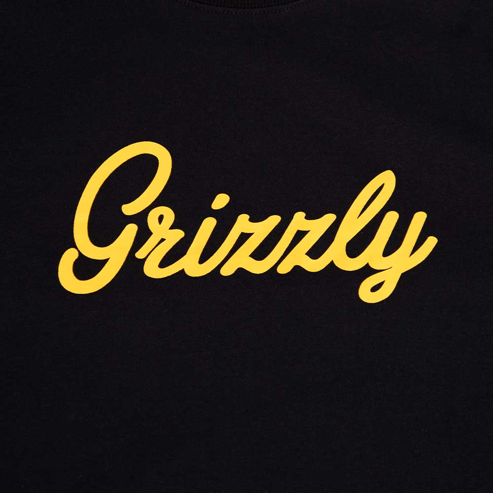 Polera Hombre Grizzly Griptape Print Script Logo Amarillo Negro