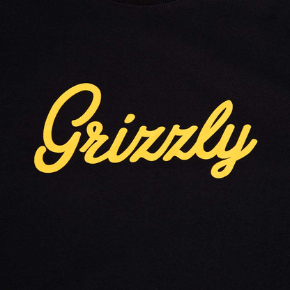 Polera Hombre Grizzly Griptape Print Script Logo Amarillo Negro