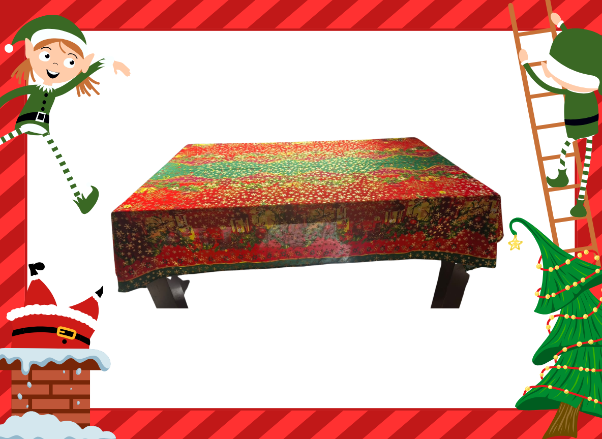 🎄Mantel de Tela Navideño con Brillos Dorados - Premium✨