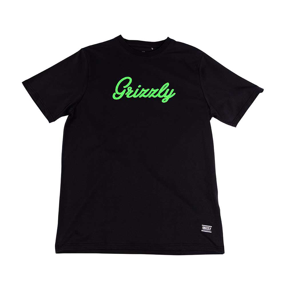 Polera Hombre Grizzly Griptape Print Script Logo Verde Negro