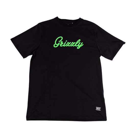 Polera Hombre Grizzly Griptape Print Script Logo Verde Negro