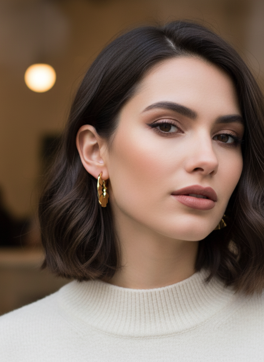 💛 Argollas Doradas con Textura de Abanico  ¡Recibe GRATIS su Estuche de Regalo!💛