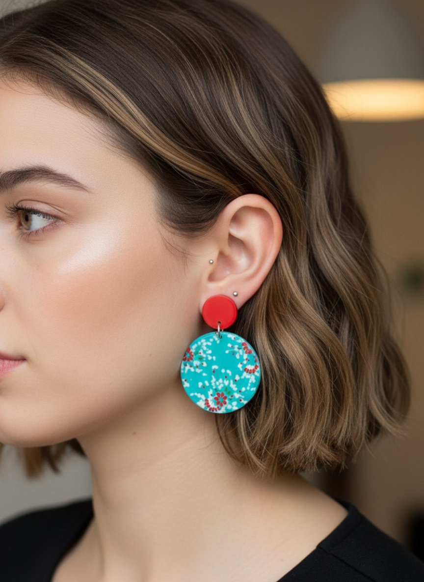 ✨¡Aros Turquesa Floral que Enamoran ¡Recibe GRATIS su Estuche de Regalo!💖