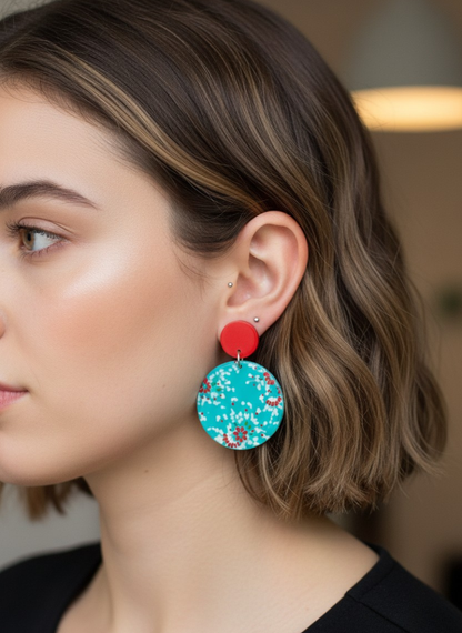 ✨¡Aros Turquesa Floral que Enamoran ¡Recibe GRATIS su Estuche de Regalo!💖