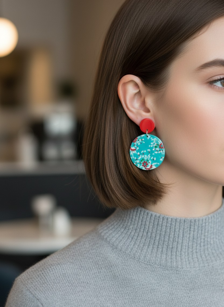 ✨¡Aros Turquesa Floral que Enamoran ¡Recibe GRATIS su Estuche de Regalo!💖