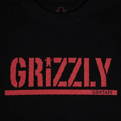 Polera Hombre Grizzly Griptape Print Script Logo Off Black