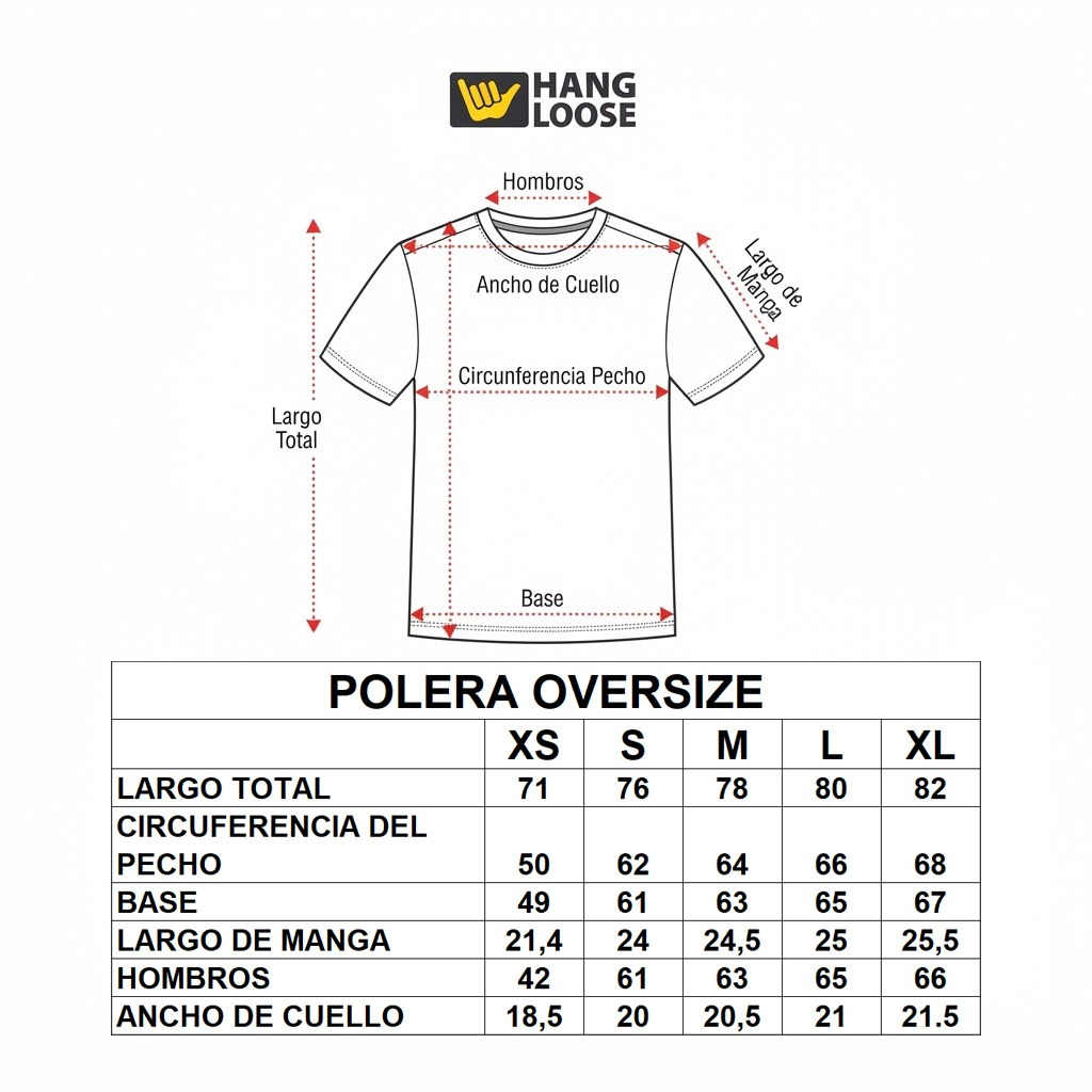 Polera Hombre T-Shirt Oversize Hang Loose Black Enjoy The Ride
