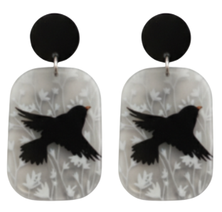 🖤Aros de Pájaro en Acrílico🌑🐦