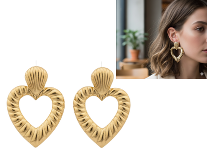 💛Aros Corazón con Textura💛
