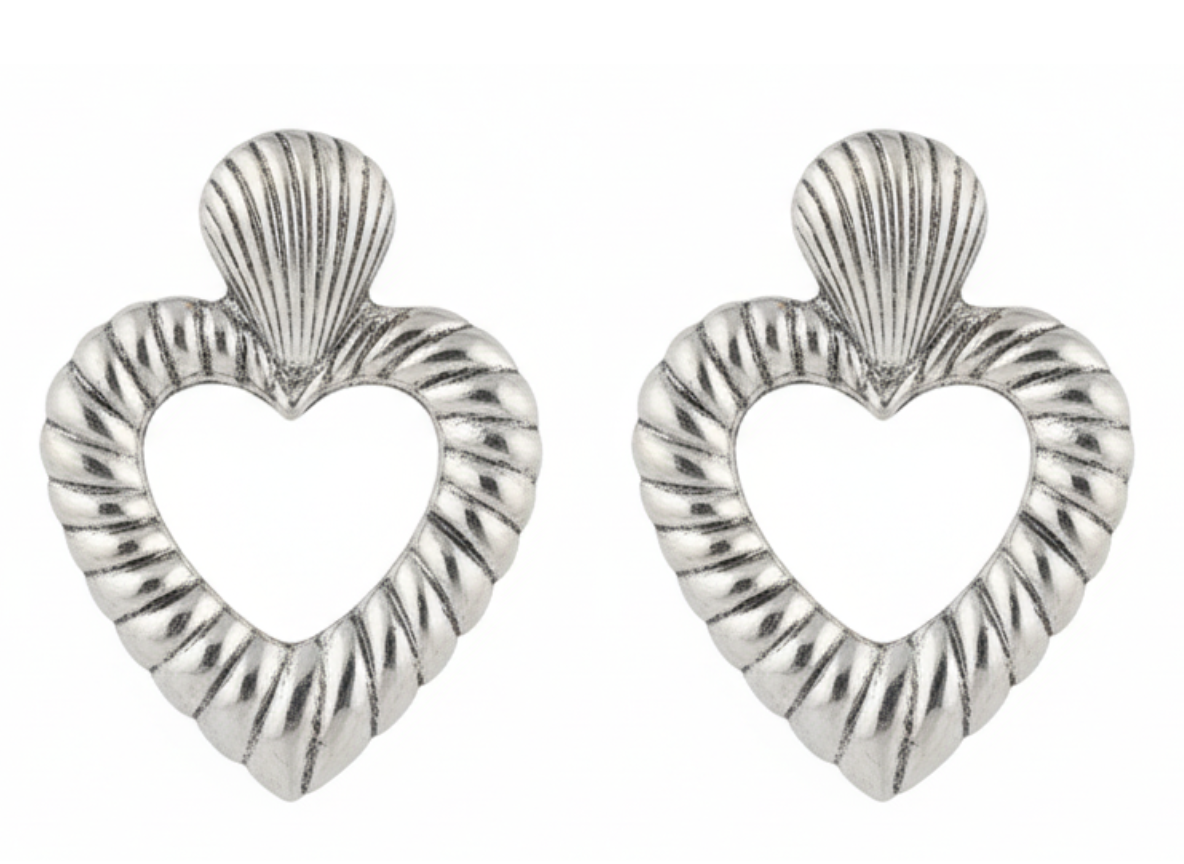 💘Aros Corazón Metalizado ¡Recibe GRATIS su Estuche de Regalo!💘