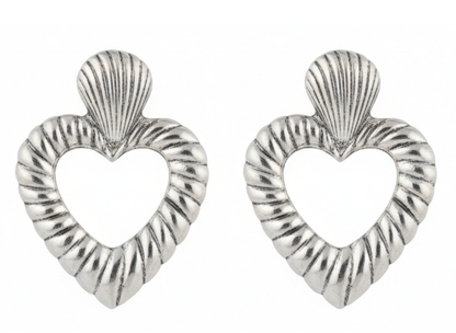 💘Aros Corazón Metalizado ¡Recibe GRATIS su Estuche de Regalo!💘