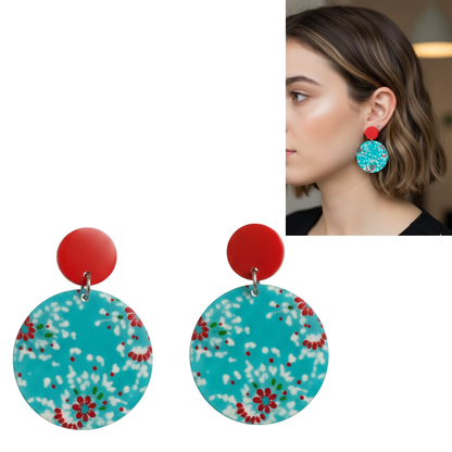 ✨¡Aros Turquesa Floral que Enamoran💖