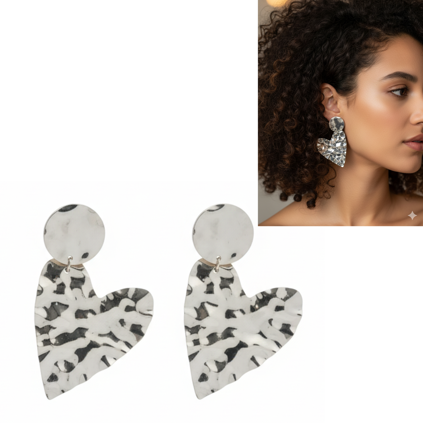 ✨Aros Corazón Martillado✨