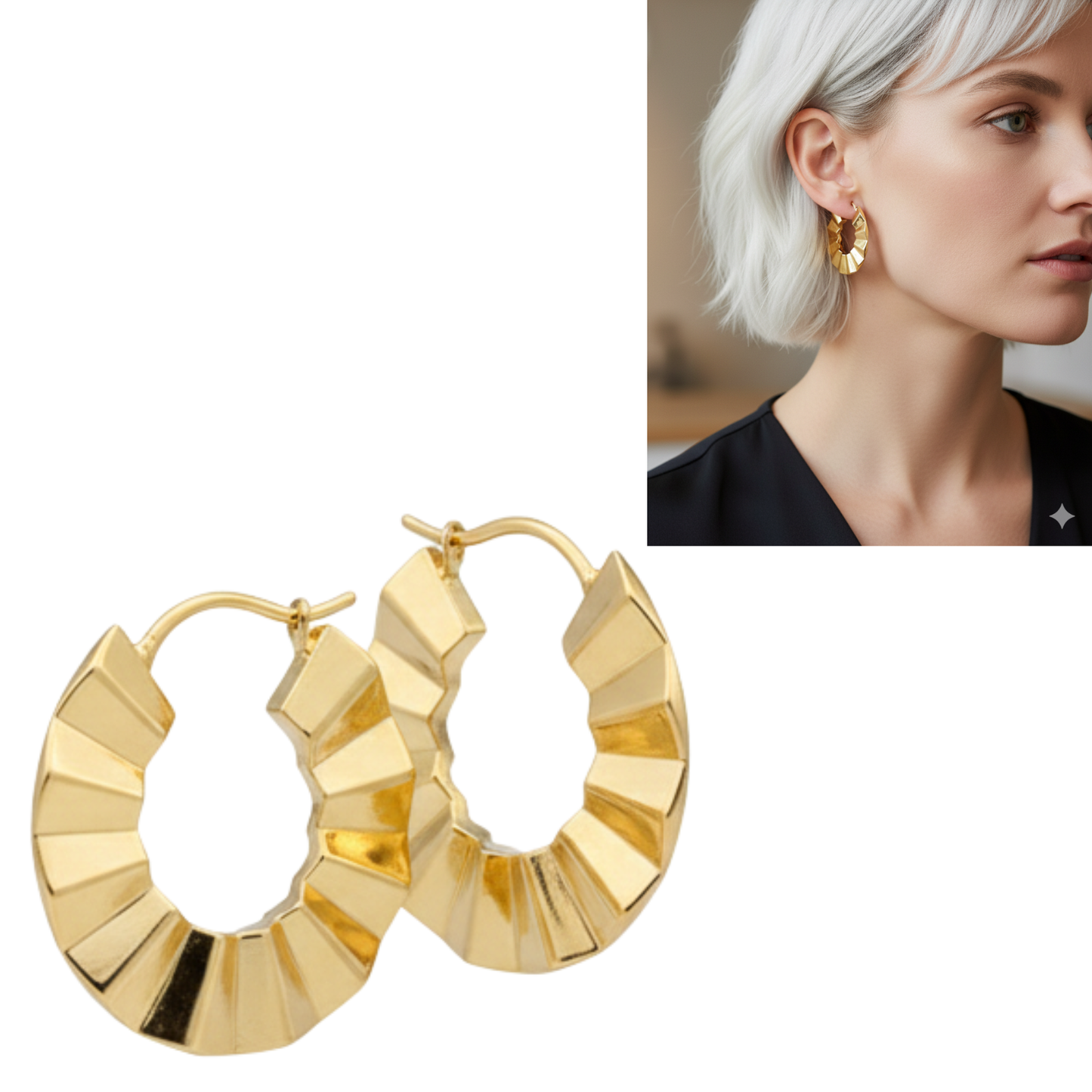 💛 Argollas Doradas con Textura de Abanico  ¡Recibe GRATIS su Estuche de Regalo!💛