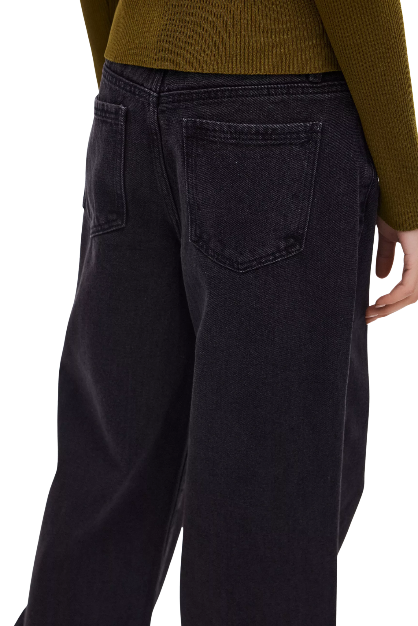Jeans Wide Leg Tiro Alto Cierre y Botón - Negro
