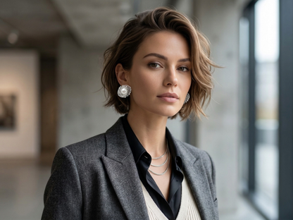 💓Aros de Perla Central con Espiral