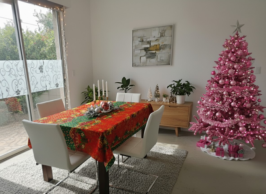 🎄Mantel de Tela Navideño con Brillos Dorados - Premium✨