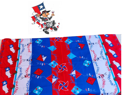 🪁 Mantel Fiestas Patrias Diseño Volantín- Género 150x200cms