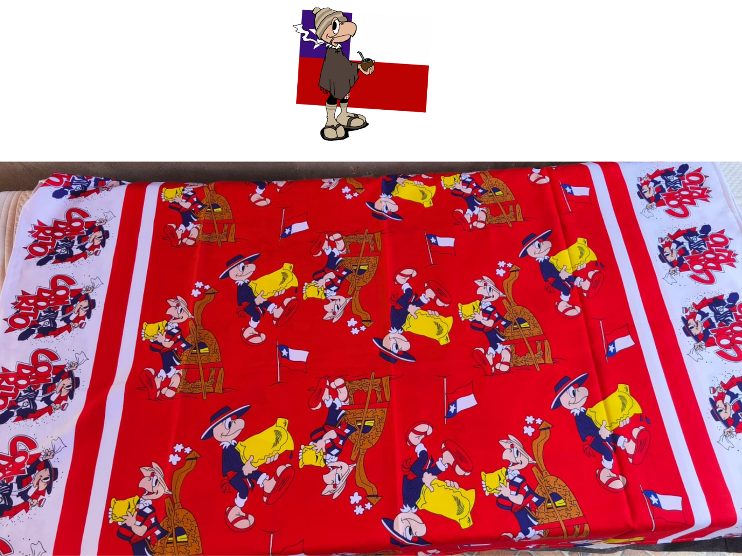 💖 Mantel Fiestas Patrias Diseño Condorito - Género 150x200cms