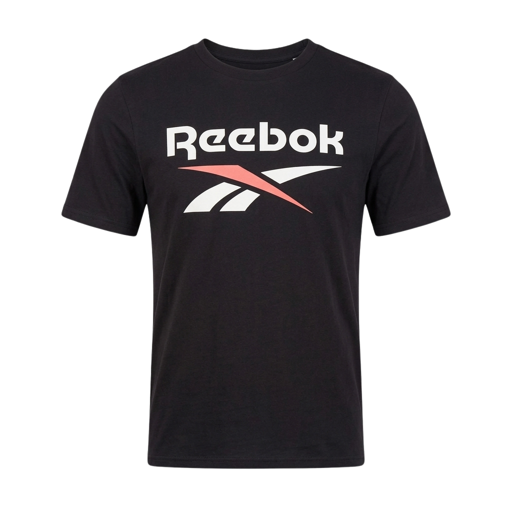 Polera Hombre Reebok Deportiva Algodón Logo Frontal Negra