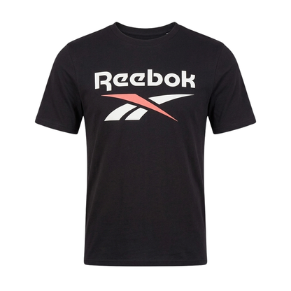 Polera Hombre Reebok Deportiva Algodón Logo Frontal Negra
