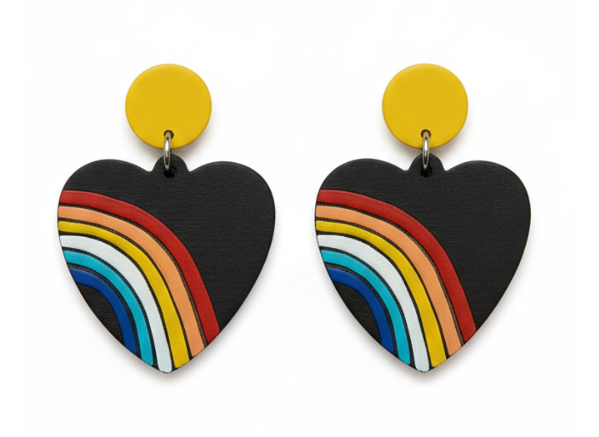 💖¡Aros Corazón Arcoíris ¡Recibe GRATIS su Estuche de Regalo! 🌈🖤