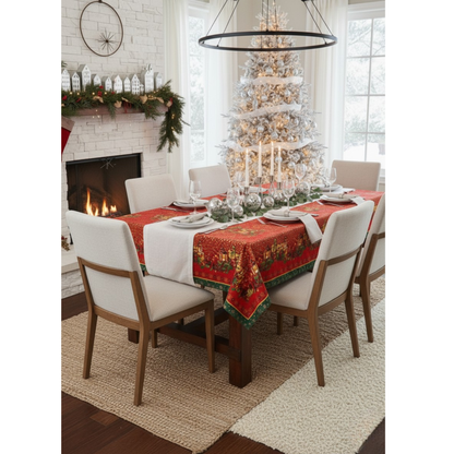 🎅Mantel de Tela Navideño con Brillos Dorados - Premium🎀