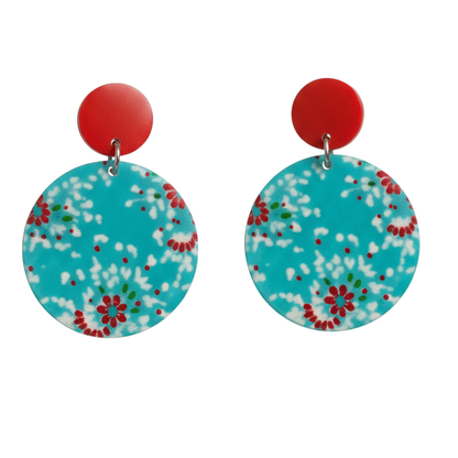 ✨¡Aros Turquesa Floral que Enamoran ¡Recibe GRATIS su Estuche de Regalo!💖