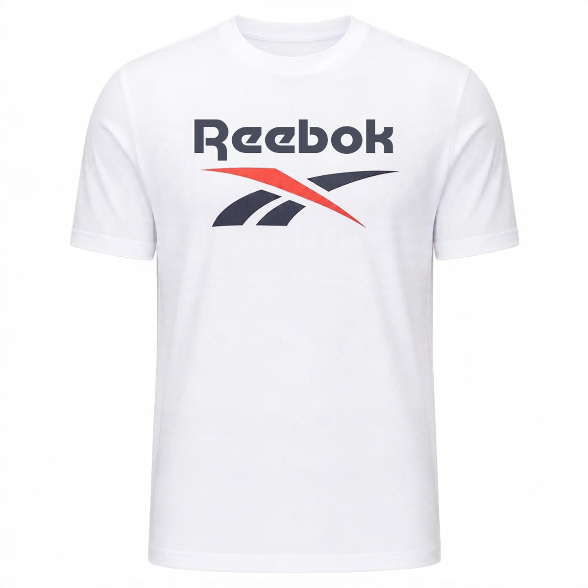 Polera Hombre Reebok Deportiva Algodón Logo Frontal Blanco