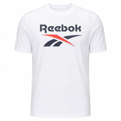 Polera Hombre Reebok Deportiva Algodón Logo Frontal Blanco