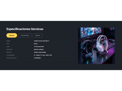 Audífono Gamer Inalámbrico Zenit Elite Bluetooth Rgb Bl Levo