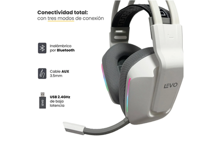 Audífono Gamer Inalámbrico Zenit Elite Bluetooth Rgb Bl Levo