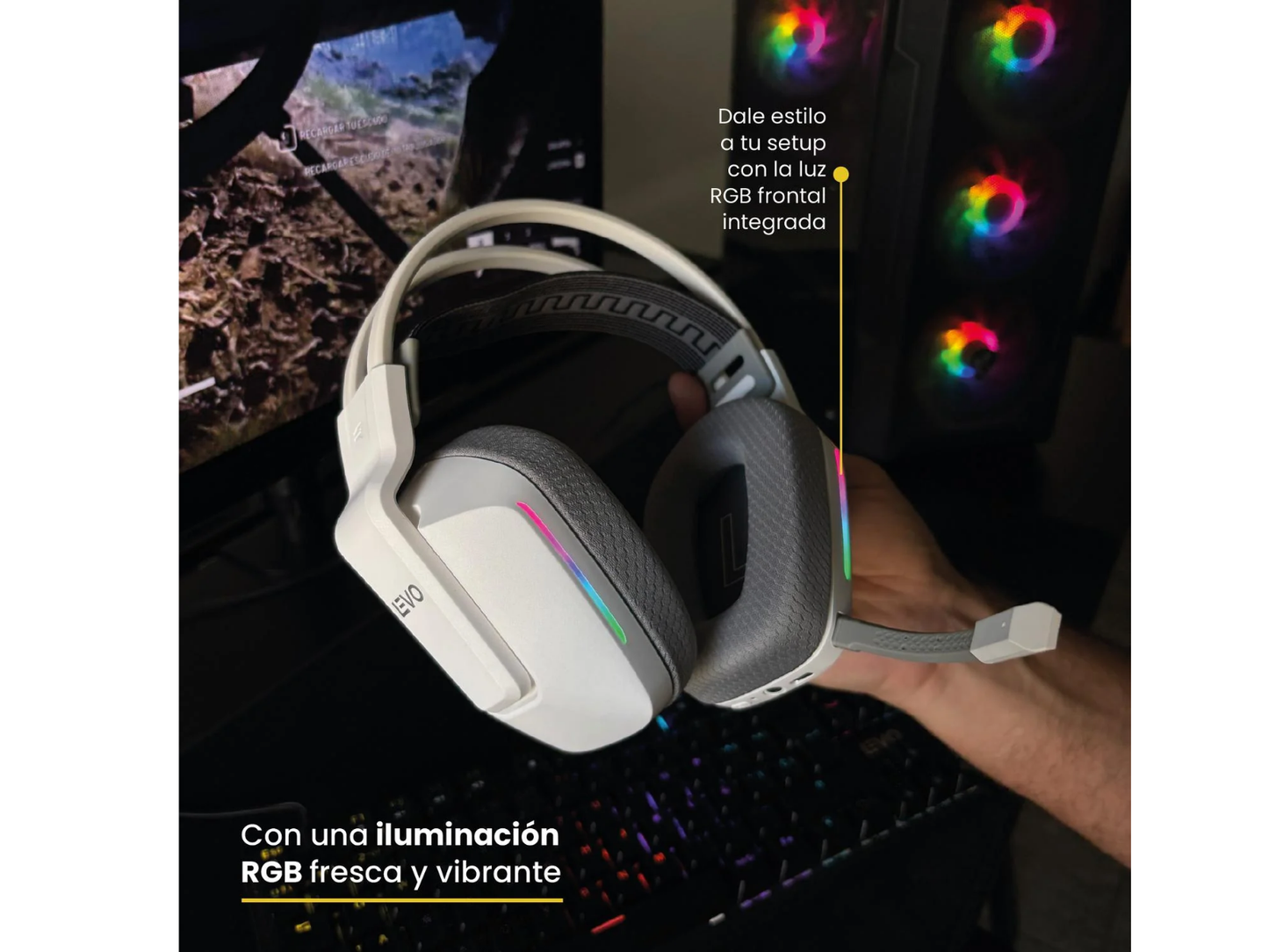 Audífono Gamer Inalámbrico Zenit Elite Bluetooth Rgb Bl Levo