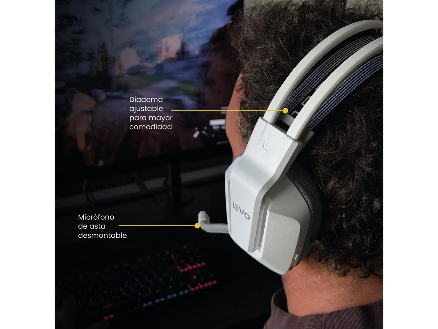 Audífono Gamer Inalámbrico Zenit Elite Bluetooth Rgb Bl Levo
