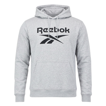 Polerón Hoodie Hombre Reebok Gris Melange Logo Negro