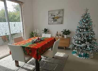 🎄Mantel de Tela Navideño con Brillos Dorados - Premium✨