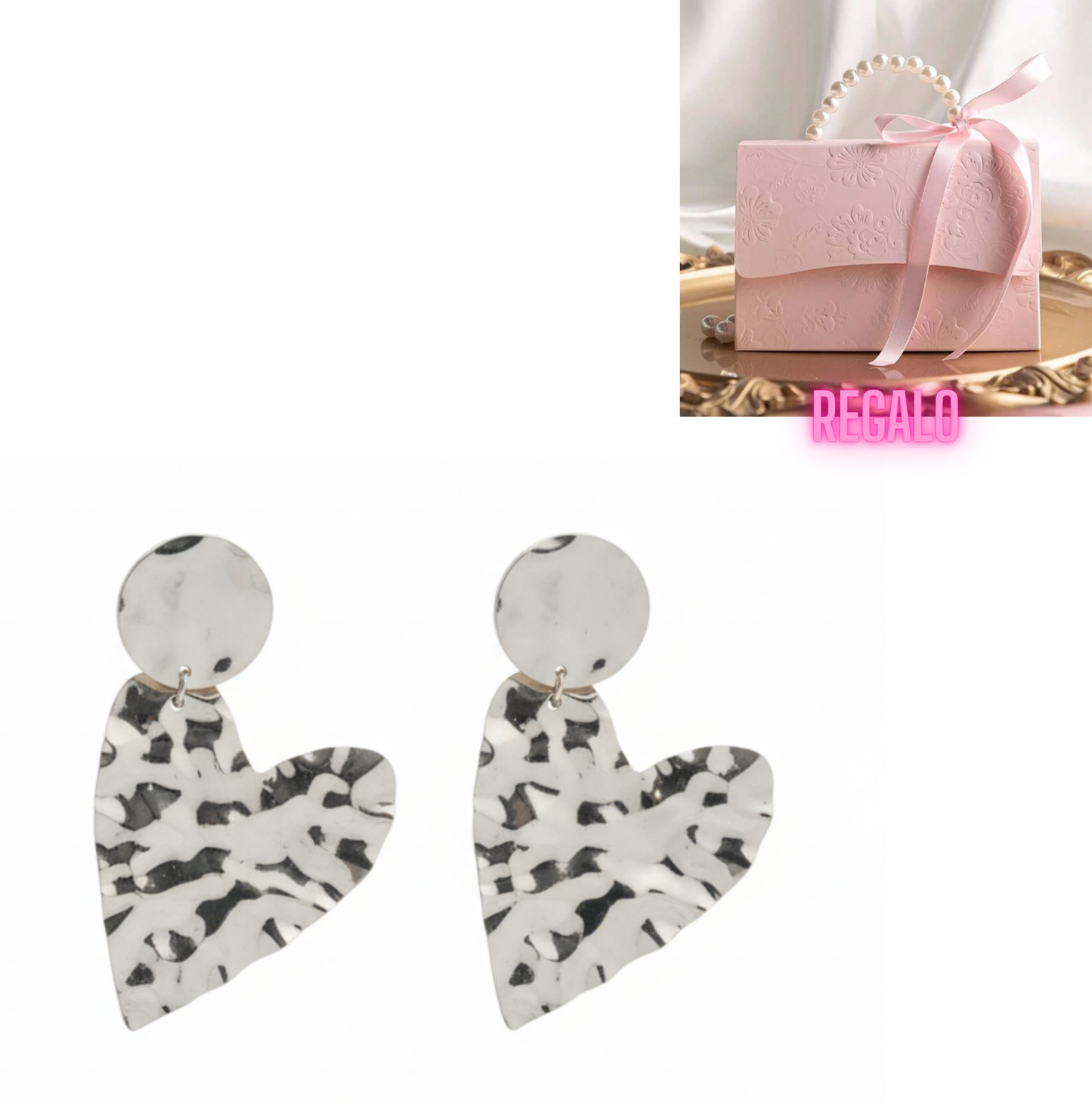 ✨Aros Corazón Martillado ¡Recibe GRATIS su Estuche de Regalo!✨