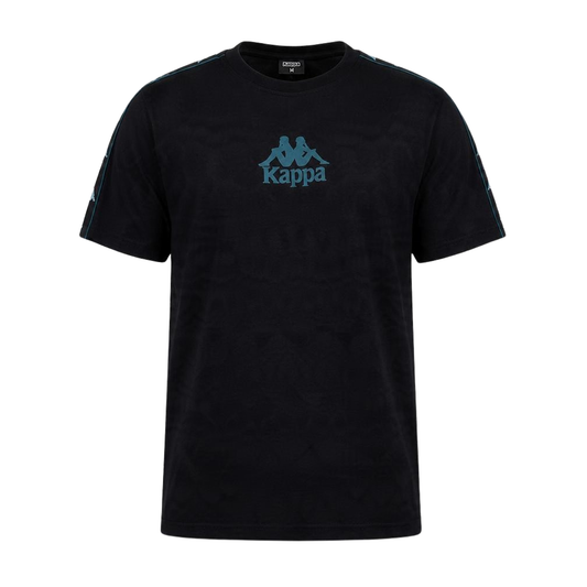 Polera Kappa Hombre Black Logo Front Negra