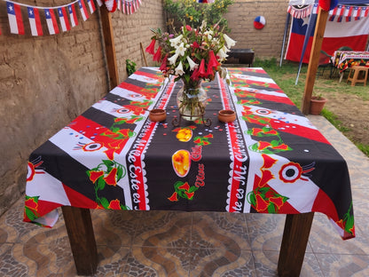 🥀 Mantel Fiestas Patrias Diseño Copihues - Género 150x200cms
