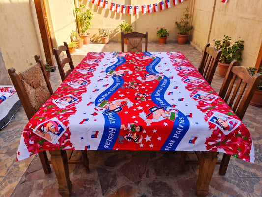 💓 Mantel Fiestas Patrias Diseño Condorito - Género 150x200cms - Rojo