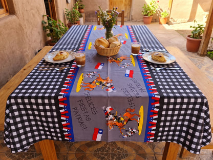 ❤️ Mantel Fiestas Patrias Diseño Condorito - Género 150x200cms