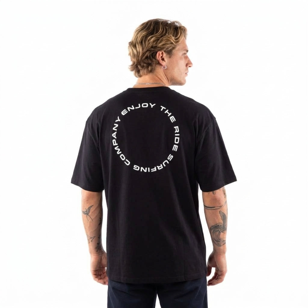 Polera Hombre T-Shirt Oversize Hang Loose Black Enjoy The Ride