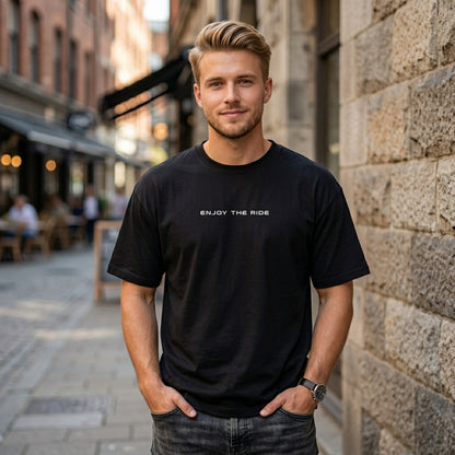 Polera Hombre T-Shirt Oversize Hang Loose Black Enjoy The Ride