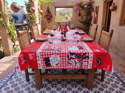 💓 Mantel Fiestas Patrias Diseño Huaso - Género 150x200cms