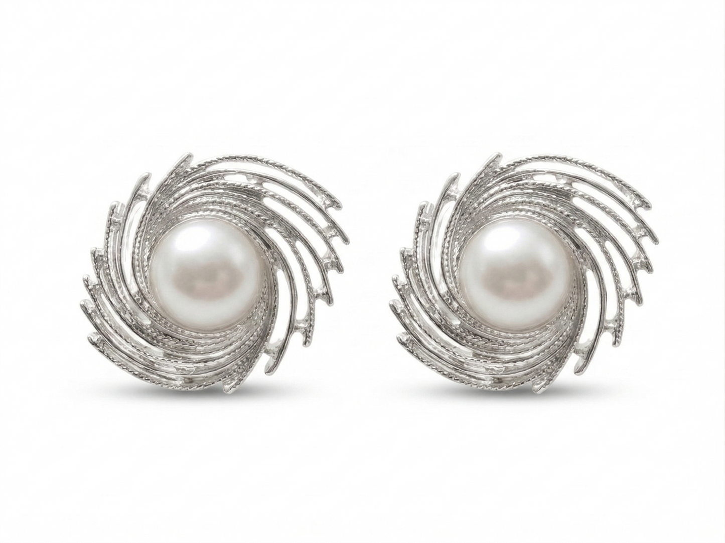 💓Aros de Perla Central con Espiral